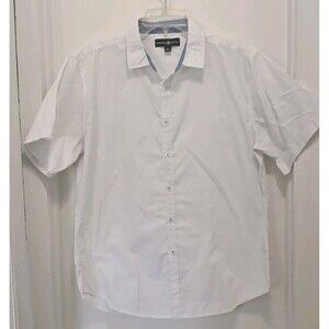 Beverly Hill Polo Club Men’s L Short Sleeve Shirt White with Black Dots...